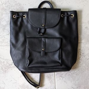 JustFab Black Faux Leather Backpack Purse Bag
